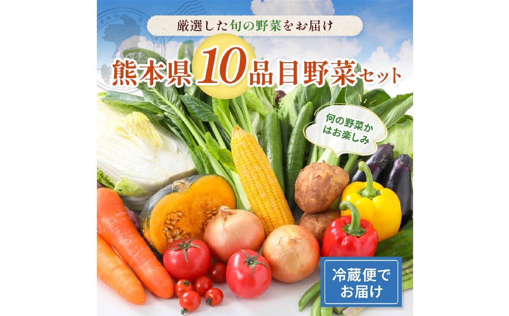
            熊本県 10品目 野菜 セット フレッシュ 新鮮 野菜 青果 サラダ おまかせ お任せ 厳選 お楽しみ ランダム 冷蔵
          