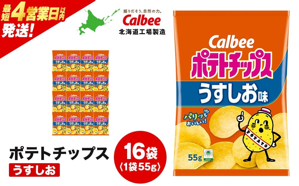 
            【25日決済確定分まで年内発送】カルビーポテトチップス＜うすしお＞16袋入×1箱《千歳工場製造》
          