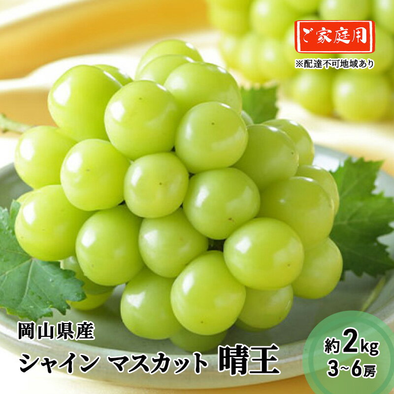 【ふるさと納税】ぶどう 2026年 先行予約 ご家庭用 シャイン マスカット 晴王 3〜6房 約2kg ブドウ 葡萄 岡山県産 国産 フルーツ 果物 　お届け：2026年8月下旬〜2026年12月下旬