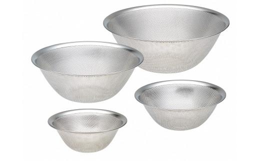 柳宗理デザイン パンチングストレーナー4点セット (16・19・23・27cm) FC022011【 柳宗理 キッチン用品 調理器具 キッチンツール ステンレス ざる パンチング ストレーナー 燕 燕市 燕三条 】