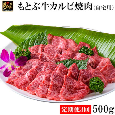 【ふるさと納税】【定期便3回】もとぶ牛カルビ焼肉(自宅用)500g 県産和牛 黒毛和牛 国産 牛肉 牛 ブランド 和牛 人気 オススメ おすすめ グルメ 贅沢 高級 3等級以上 お取り寄せ 贈答用 美ら海 定期便 沖縄 本部町