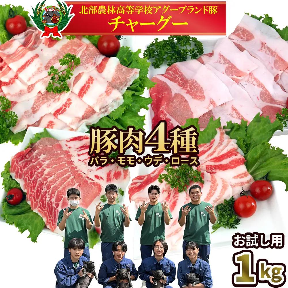 チャ―グー4種食べ比べ1kg（250g×4P） 沖縄 チャーグー アグー ブランド豚 旨み ジューシー ヘルシー 沖縄料理 しゃぶしゃぶ ステーキ ロースカツ バラ モモ ウデ ロース 豚肉 人気 高