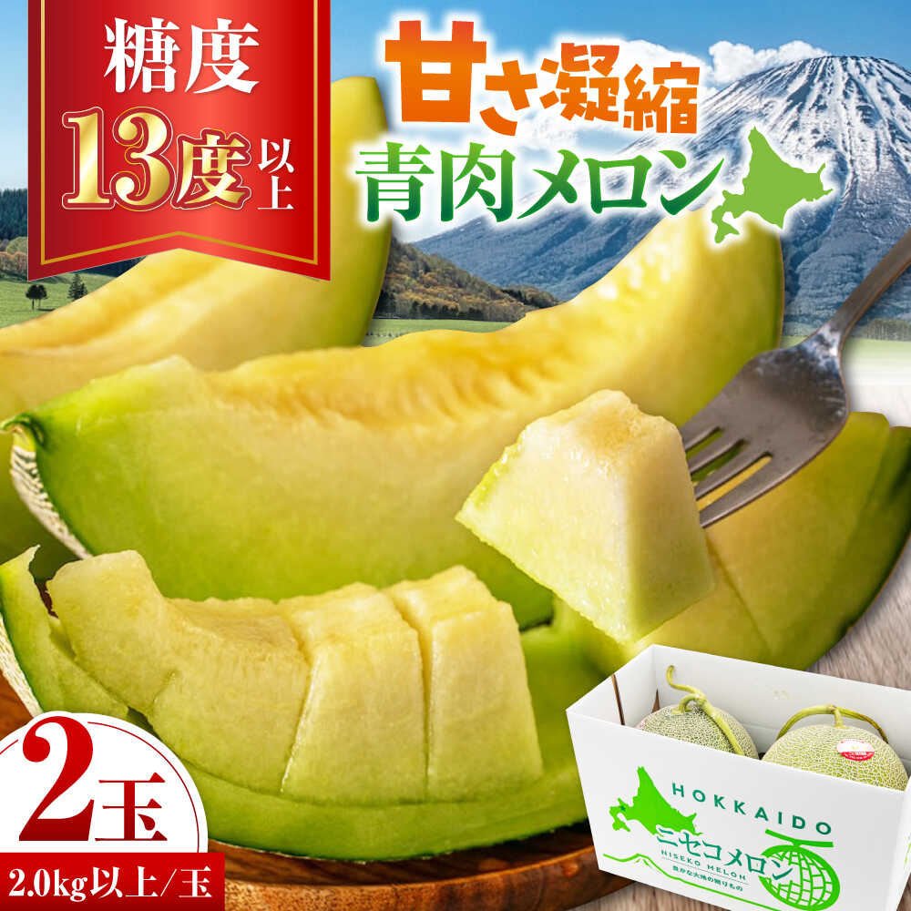 【ふるさと納税】【2026年7月下旬以降順次発送】【ニセコ町産】 青肉メロン 大玉2玉《喜茂別町》【ニセコビュープラザ直売会協同組合】 メロン 化粧箱入り フルーツ 果物 青肉 先行予約 常温 常温配送 北海道 [AJAH030]