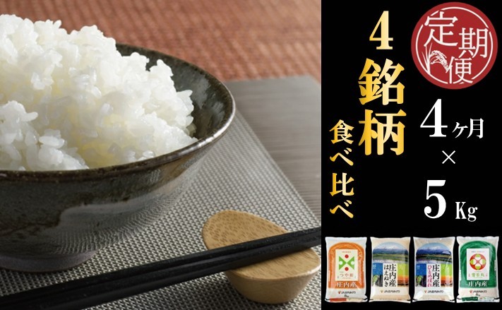 
                  ≪4ヶ月定期便≫ 庄内米味比べ 5kg×4ヶ月 つや姫 はえぬき ひとめぼれ 雪若丸 計20kg 山形県庄内産 毎月下旬頃にお届け 東北 酒田市 庄内地方 庄内平野 お米 精米 白米 ブランド米 庄内米 ごはん ご飯 農協 JA 産地直送 JA庄内みどり SF0371
                