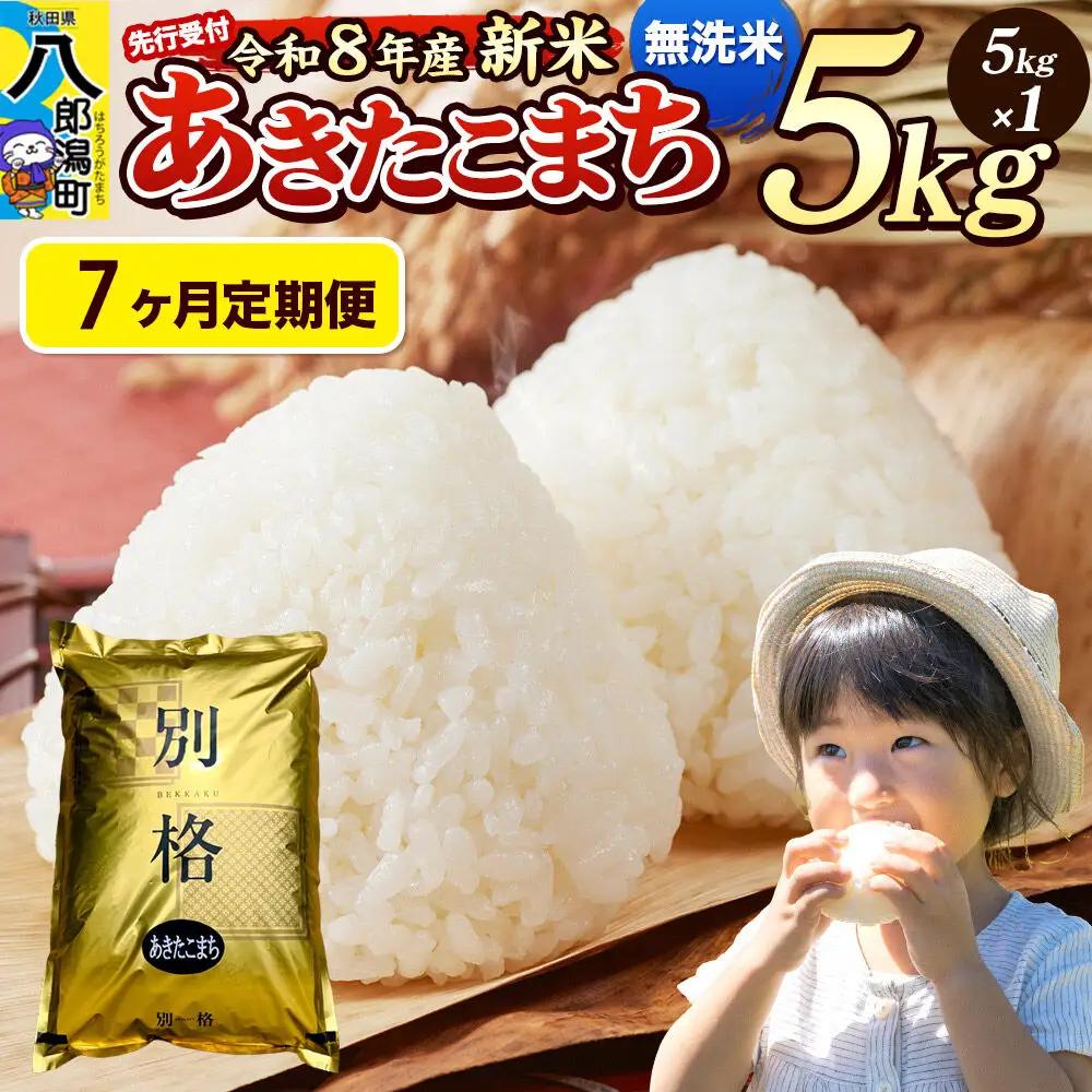 《令和8年産 新米受付》《定期便7ヶ月》米 あきたこまち 5kg【無洗米】秋田県産