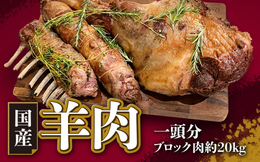 
【希少】国産 羊肉 一頭分（ブロック肉 約20kg）ラム 国産羊肉 国産ラム 塊肉 カタ ロース バラ モモ
