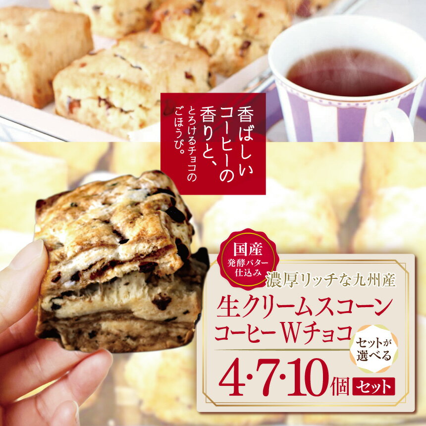 【ふるさと納税】国産発酵バター仕込み濃厚リッチな九州産生クリームスコーン コーヒーWチョコ 選べる 内容量 4個 ～ 10個 セット | お菓子 菓子 おかし 洋菓子 焼き菓子 イギリス菓子 コーヒースコーン チョコスコーン おやつ デザート スイーツ 手作り 大分県 中津市