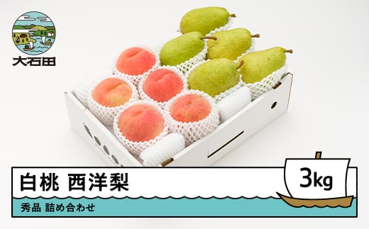 【先行予約】 白桃 西洋梨 秀品 詰め合わせ 3kg 2026年産 令和8年産 山形県産 もも 梨 果物 フルーツ セット アソート 詰合せ  送料無料 ※沖縄・離島への配送不可 ns-fshyx3