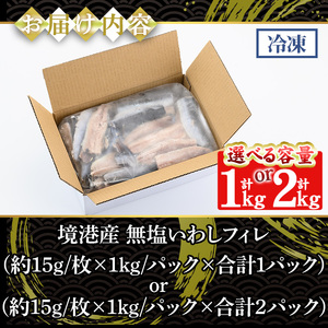 境港産 無塩いわしフィレ(計1kg) 鳥取県 境港市 いわし イワシ 鰯 フィレ かば焼き フライ つみれ ハンバーグ 簡単調理 便利 真空パック 骨抜き 鮮魚 魚 魚介 海鮮 海の幸 お取り寄せ【s