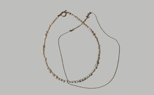 [LENERAオリジナルネックレス2本セット]pearl pomp necklace(set)/gold