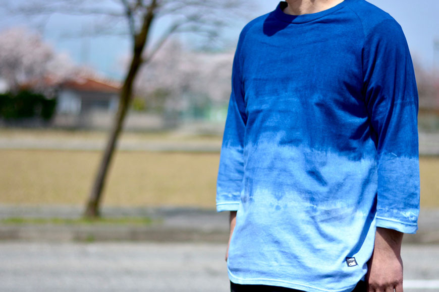 Tシャツ ASCENSION  藍染め 7分Tシャツ 1枚 トップス カットソー メンズ レディス 黒部の名水染め XS