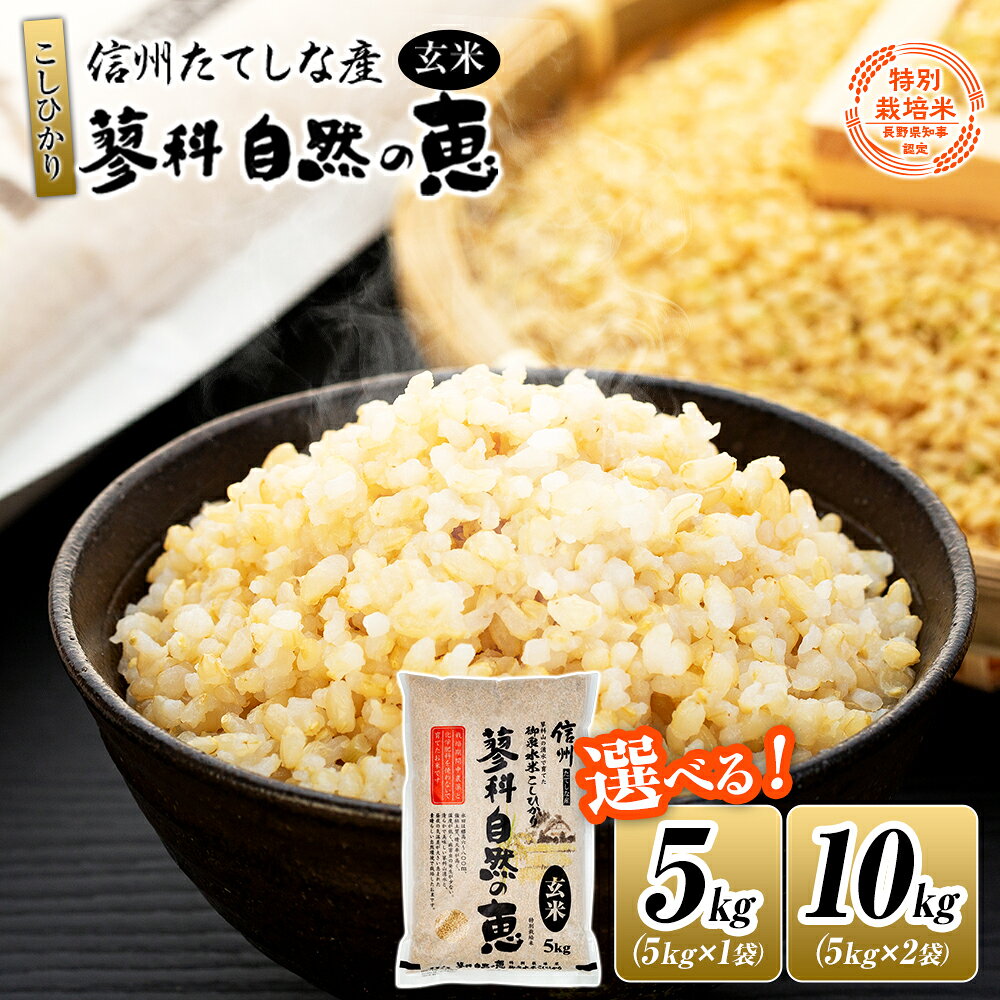 【ふるさと納税】【令和8年産米】信州たてしな産 蓼科自然の恵 (玄米) 5kg (1～2袋) | こしひかり コシヒカリ お米 5kg 10kg 玄米 5キロ 米 ふるさと 信州 長野県 立科町 蓼科