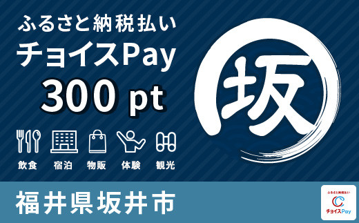 
[A-0007] 坂井市ふるさと納税払い チョイスPay 300pt ～申し込みから0秒で返礼品お渡し！～【会員限定のお礼の品】
