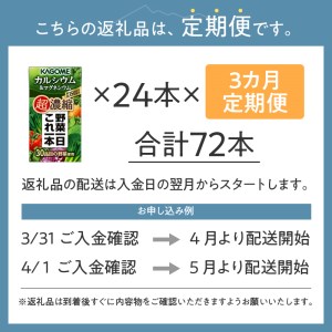 【3ヶ月定期便】カゴメ 野菜一日これ一本 超濃縮 カルシウム＆マグネシウム 125ml 紙パック 24本入 （野菜ジュース）