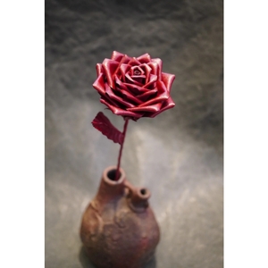 Eterna -Leather Rose- カラー ワインレッド ／ 国産 革 レザー ローズ バラ 造花 アートフラワー 小物 インテリア 記念日 プレゼント 奈良県 葛城市【area001-win