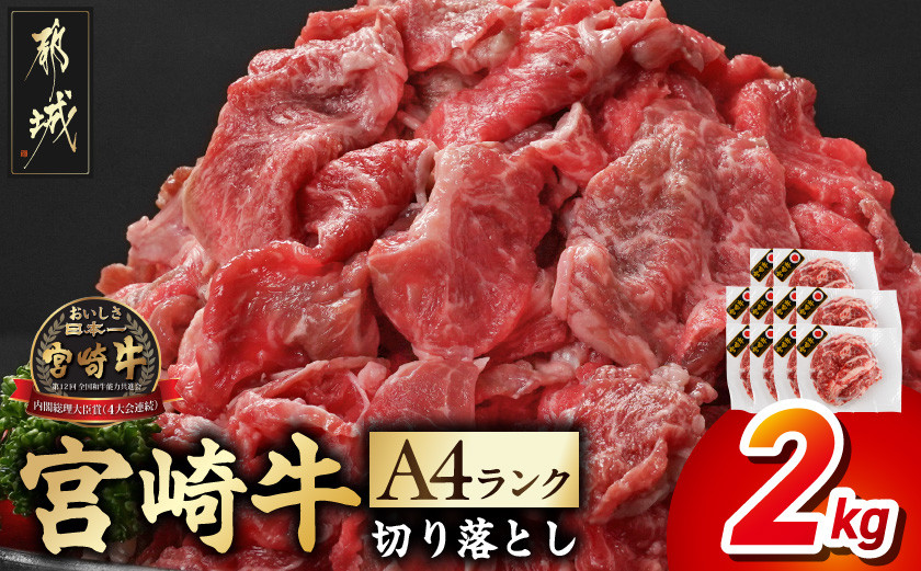 
            宮崎牛切り落とし2kg≪スキンパック包装でお届け!≫_AC-2608_ (都城市) 牛肉 切り落とし 宮崎牛 和牛 国産 モモ肉 小分け 200g×10P
          
