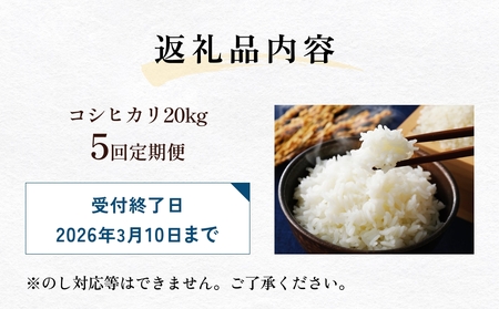 【5回定期便】富山県産 コシヒカリ 20kg 富山県 氷見市 米 コシヒカリ 定期便