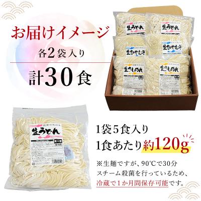 ふるさと納税 可児市 創業明治33年の老舗製麺所が作る「生ひやむぎ・生うどん・生きしめん」30食 |  | 03