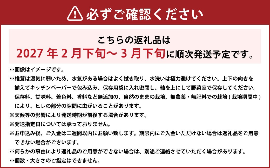 美咲町産 しいたけ カッシーファームのみさき輝茸（みさきてるたけ） 3～5個 合計約500g