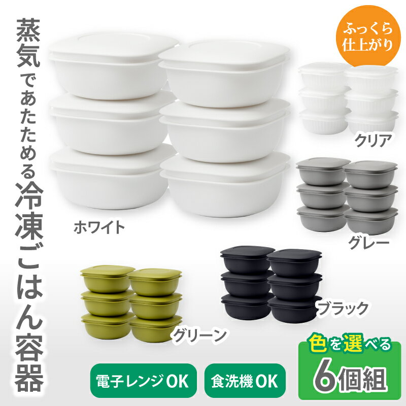 【ふるさと納税】蒸気であたためる冷凍ごはん容器　6個組【5色から好きなカラーを選べる】/ 奈良県 葛城市 容器 プラスチック ライクイット 冷凍ご飯 ザル型【like092】