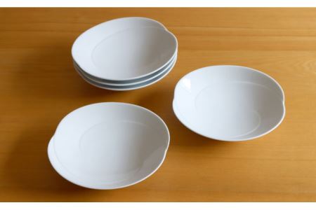 【白山陶器】【グッドデザイン賞受賞】ともえ浅鉢（中）白磁 5枚セット 食器 皿 【波佐見焼】[TA104] 波佐見焼