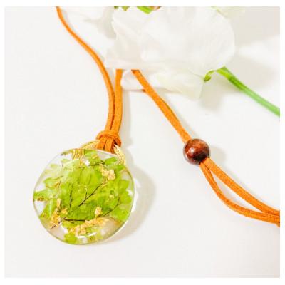 ふるさと納税 小山市 アジアンタムの葉ネックレス・グリーンカラー