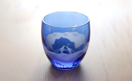 浅草切子 aquatic「Penguin Couple 丸オールド青藍」