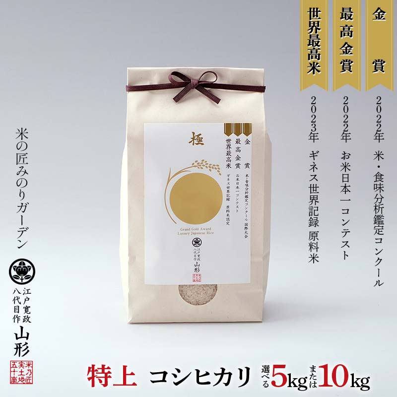 【ふるさと納税】 《選べる容量》金賞受賞農家の【特上 コシヒカリ】5kg／10kg（5kg×2袋） こしひかり 米 精米 F3S-2514var