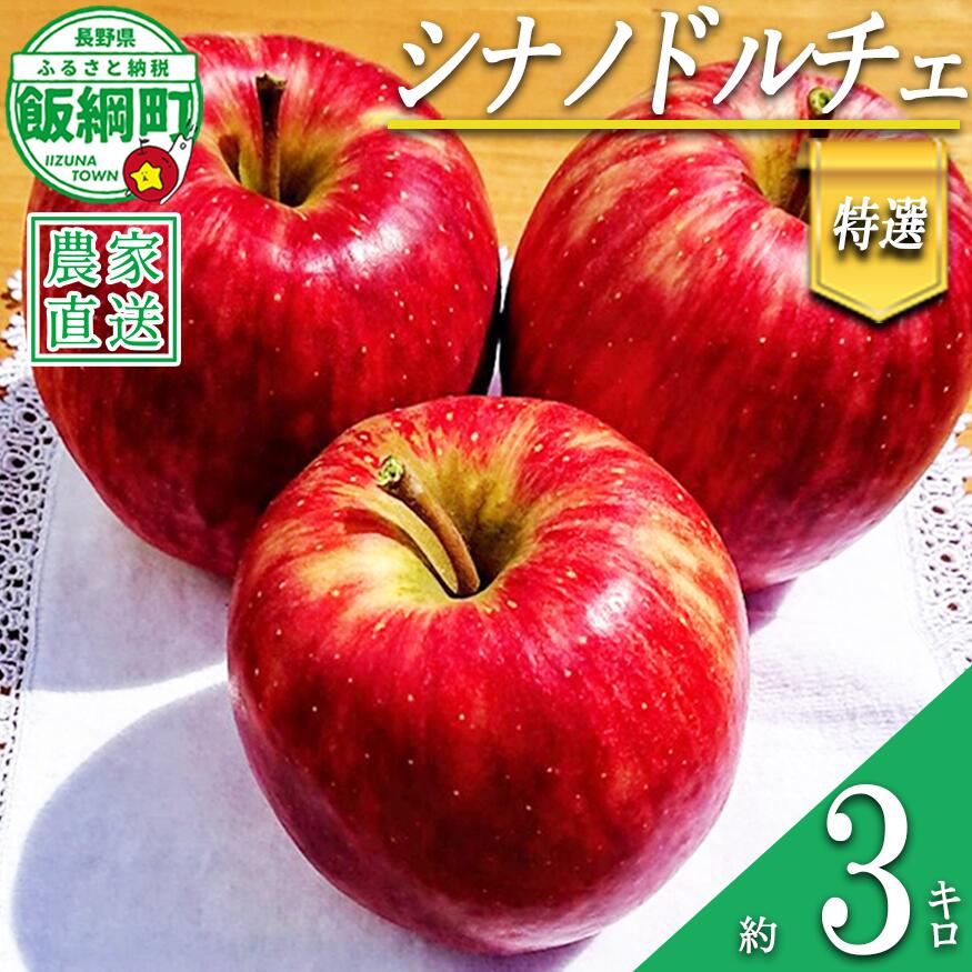 【ふるさと納税】 りんご シナノドルチェ 特選 3kg やまじゅうファーム 沖縄県への配送不可 令和8年度収穫分 信州の環境にやさしい農産物 減農薬栽培 長野県 飯綱町 【 信州 果物 フルーツ リンゴ 林檎 長野 15000円 】発送時期：2026年9月中旬〜2026年10月上旬{***}