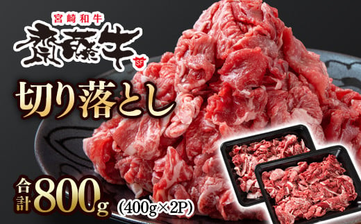 
黒毛和牛「宮崎和牛 齋藤牛」牛肉 切り落とし 800g 小分け 400g×2パック＜1.2-61＞国産牛 切り落とし牛肉
