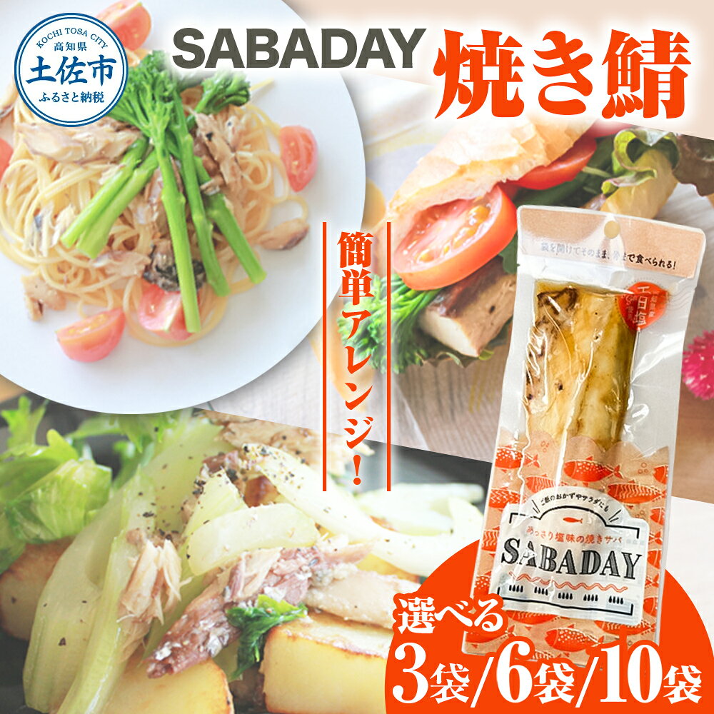 【ふるさと納税】さば 焼き鯖 選べる内容量 3枚/6枚/10枚セット サバ スモーク 海鮮 魚 魚介類 おやつ おつまみ サラダ パスタ やわらかい お取り寄せ 詰め合わせ SABADAY 高知県 土佐市 高知県 土佐市 こうち 返礼品