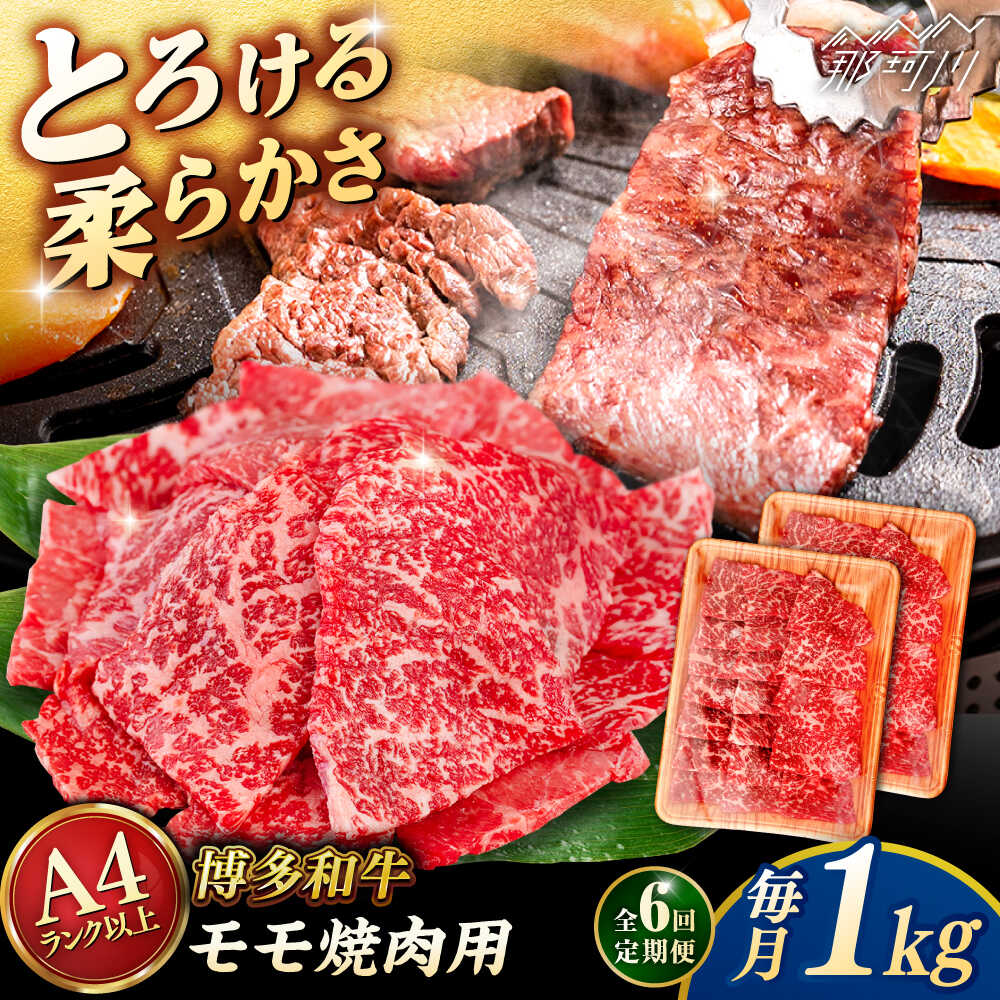 【ふるさと納税】【全6回定期便】【A4/A5等級】博多和牛 モモ 焼肉用 1kg (500g×2p) ＜ヒサダヤフーズ＞那珂川市 | 黒毛和牛 牛肉 焼き肉[GFY037] 190000 19万円 以上