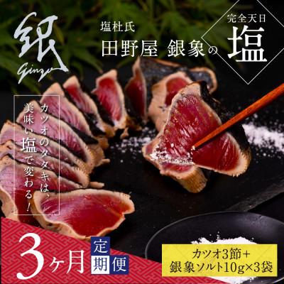 ふるさと納税 芸西村 【毎月定期便】極カツオのたたき(9〜11人前)田野屋銀象ソルト(天日塩)付【t078kgp】全3回