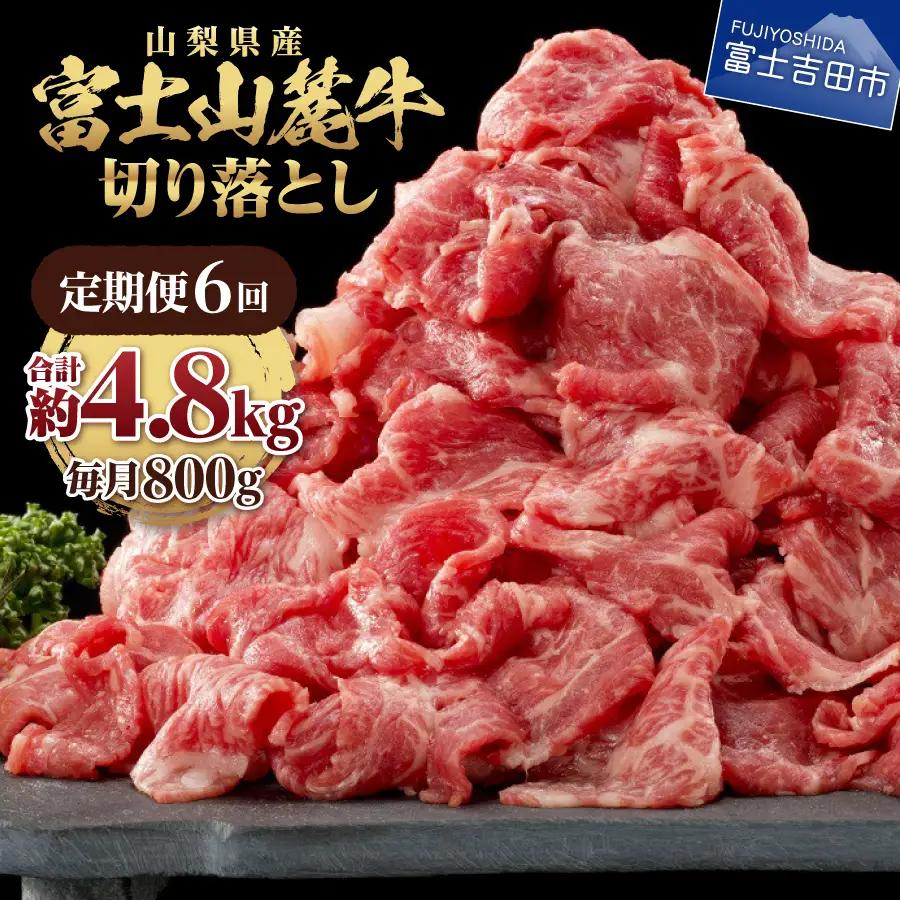 牛肉 【6ヶ月お届け】山梨県産 富士山麓牛　切り落とし　800g 定期便
