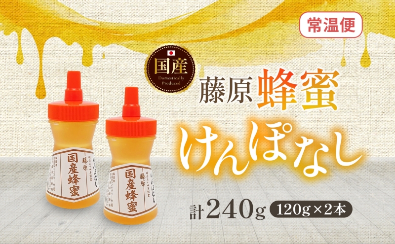 藤原国産蜂蜜 けんぽなし 計240g はちみつ ケンポナシ 玄圃梨 国産 単花蜜 朝しぼり 完熟 ハチミツ パン 菓子 トースト ホットケーキ ヨーグルト 調味料 隠し味 お取り寄せ ポリ容器 常温 