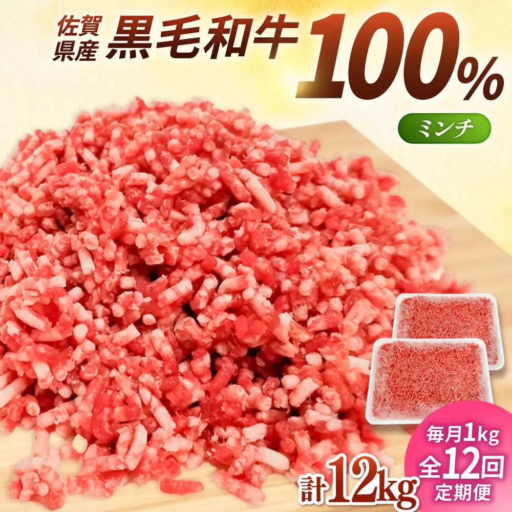 【12回定期便】黒毛和牛100%ミンチ 1kg / ひき肉  [IAX022]
