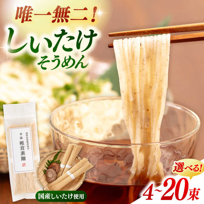 【ふるさと納税】しいたけ素麺 4束 or 20束 ▼ 麺 そうめん 素麺 シイタケ 椎茸 そうめん 島原 椎茸 贈答 出汁 だし 減塩 健康 ヘルシー　桂川町/オドラ株式会社[ADBA008]10000 10000円 送料無料