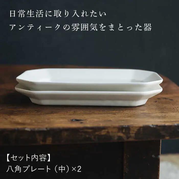 【波佐見焼】八角 プレート (中) 白マット釉 2枚セット 食器 皿【イロドリ】[KE37] 波佐見焼
