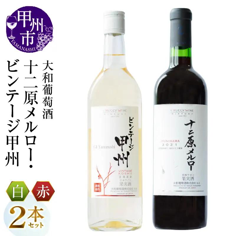 大和葡萄酒が贈る『十二原メルロー』『ビンテージ甲州』赤白ワイン２本セット（MG）B15-732