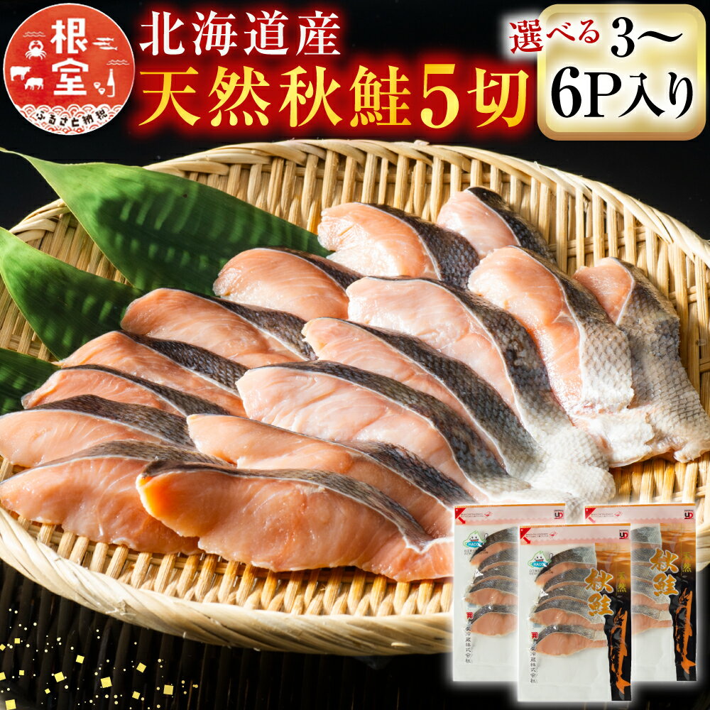 【ふるさと納税】 無添加甘塩天然秋鮭 5 切 選べる 3P 6P 秋さけ 秋サケ 秋味 アキアジ 秋ざけ 秋ザケ あきざけ アキザケ 魚 さかな サカナ お取り寄せ グルメ 海鮮 しゃけ シャケ 北海道 根室市 ふるさと納税