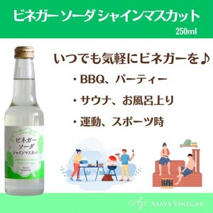 山梨産ぶどう100%の熟成ビネガーの、そのまま飲める「ビネガーソーダシャインマスカット12本セット」【1658113】