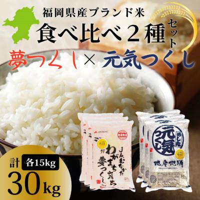 ふるさと納税 那珂川市 令和7年産 福岡県産米 食べ比べ(夢つくし・元気つくし) 計30kg 各5kg×3 那珂川市