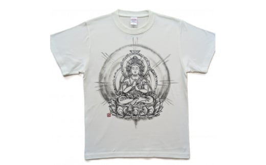 手描きTシャツ 仏画 大日如来 金剛界 白 (半袖 Lサイズ)【1662849】