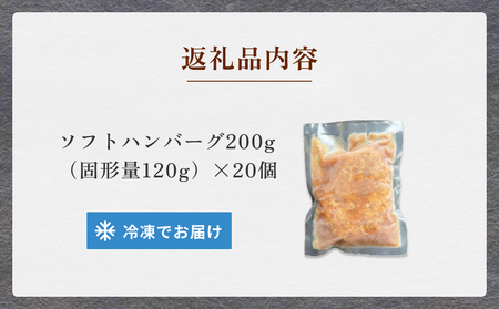 ソフトハンバーグ 20個 〈冷凍〉　ハンバーグ