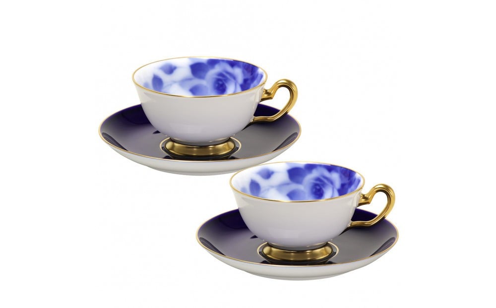 
            碗皿ペアセット大倉陶園100周年記念（ブルーローズR）＜大倉陶園＞
          