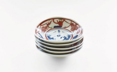 ゆい窯 染錦水草魚紋 楕円皿 小皿5枚セット/ 陶器 お皿 食器 和柄 陶磁器 皿 川棚陶器 長崎陶器 楕円皿 オーバル皿 プレート 煮物 贈答用 【ゆい窯】[OAO007]