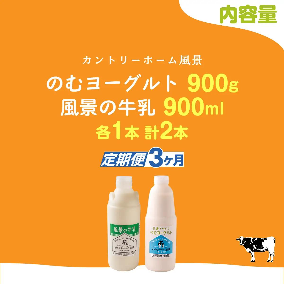 【定期3ヶ月】のむヨーグルト900g 風景の牛乳900ml 各1本 SKB092