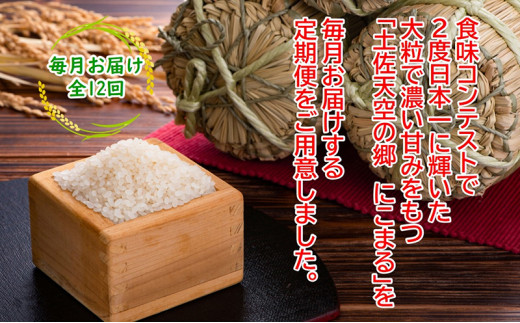 【新米定期便】令和7年産土佐天空の郷 にこまる 5kg 毎月お届け全12回 2010年・2016年 お米日本一コンテスト inしずおか 特別最高金賞受賞の棚田米