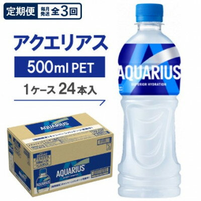【ふるさと納税】【毎月定期便】アクエリアス500mlPET 24本入全3回【4075376】