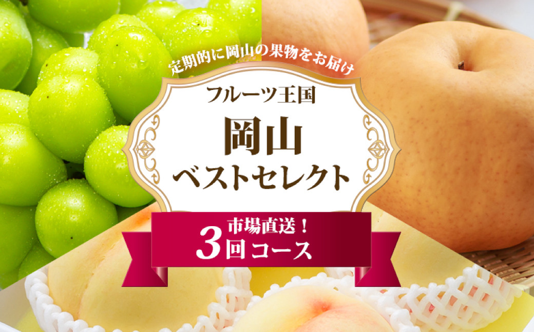 
            ［2026年先行予約］ 岡山県産 果物定期便 3回コース【2026年7月上旬～11月下旬まで順次発送予定】【もも 桃 シャインマスカット 梨 なし あたご梨 果物 フルーツ 国産 人気 おすすめ 岡山県 倉敷市】
          